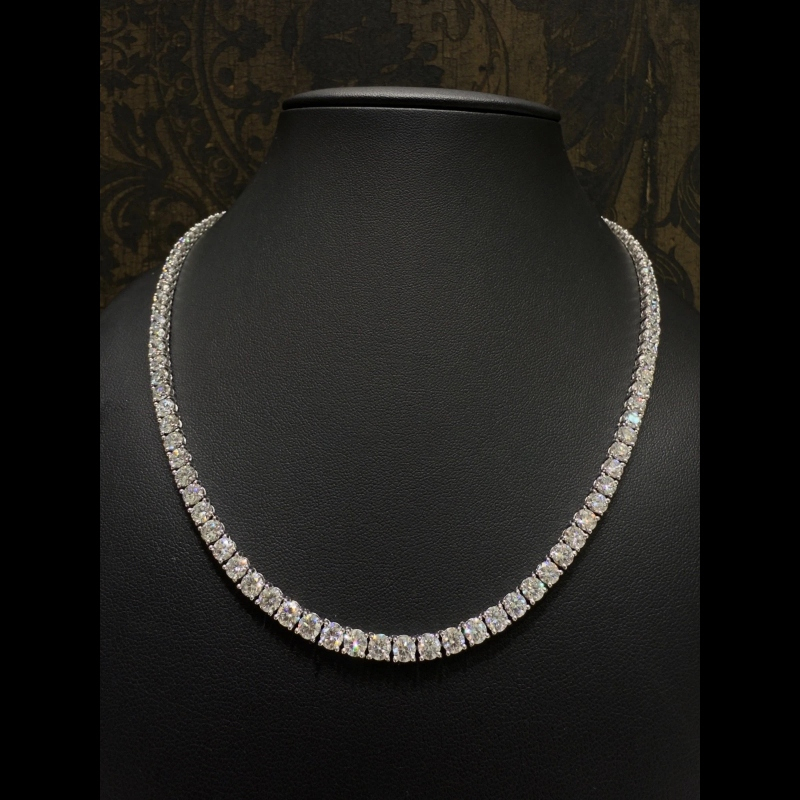 34.33ct D/VVS Lab Grown Diamond Tennis Necklace, 9k White Gold