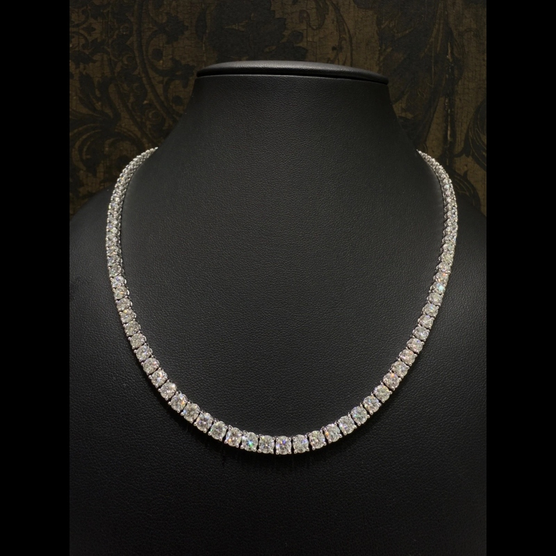 34.33ct D/VVS Lab Grown Diamond Tennis Necklace, 9k White Gold