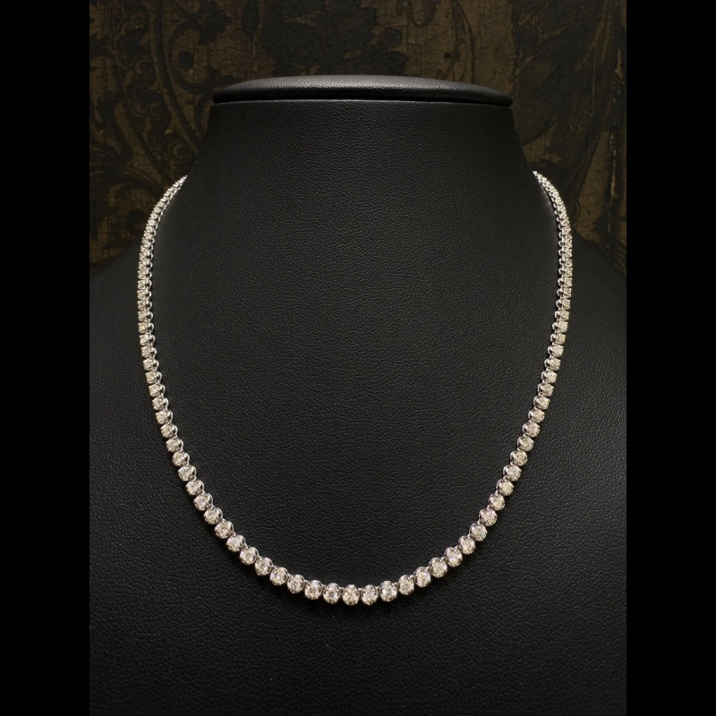 4.44ct 100% Natural Diamond Tennis Necklace, 9k White Gold