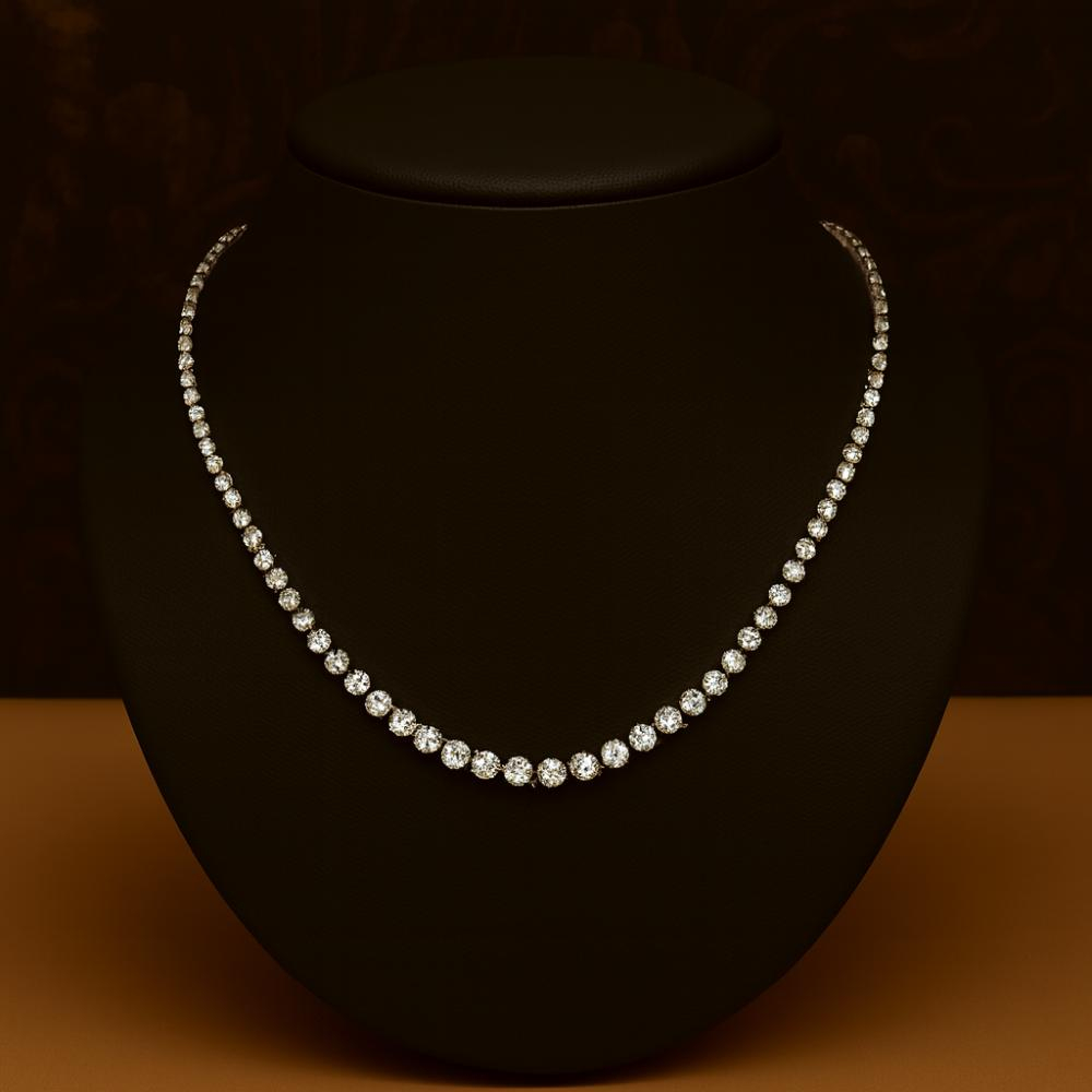 4.44ct 100% Natural Diamond Tennis Necklace, 9k White Gold