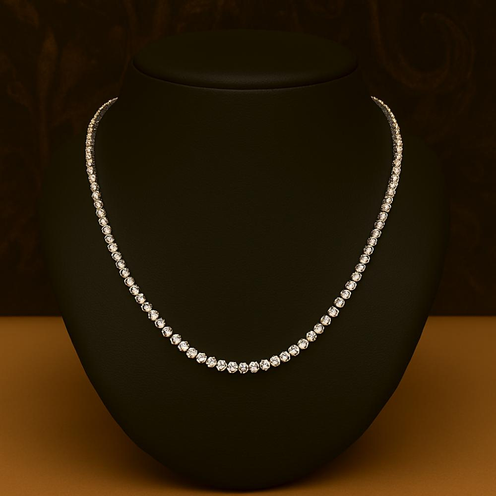 6.55ct 100% Natural Diamond Tennis Necklace, 14k White Gold, Cluster Necklace