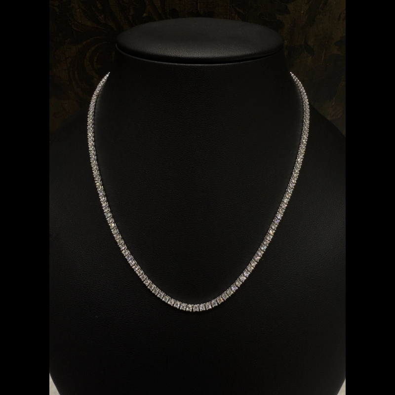 D-E/VVS 5Ct Lab Grown Round Diamond Tennis Necklace In White Gold UK Hallmarked