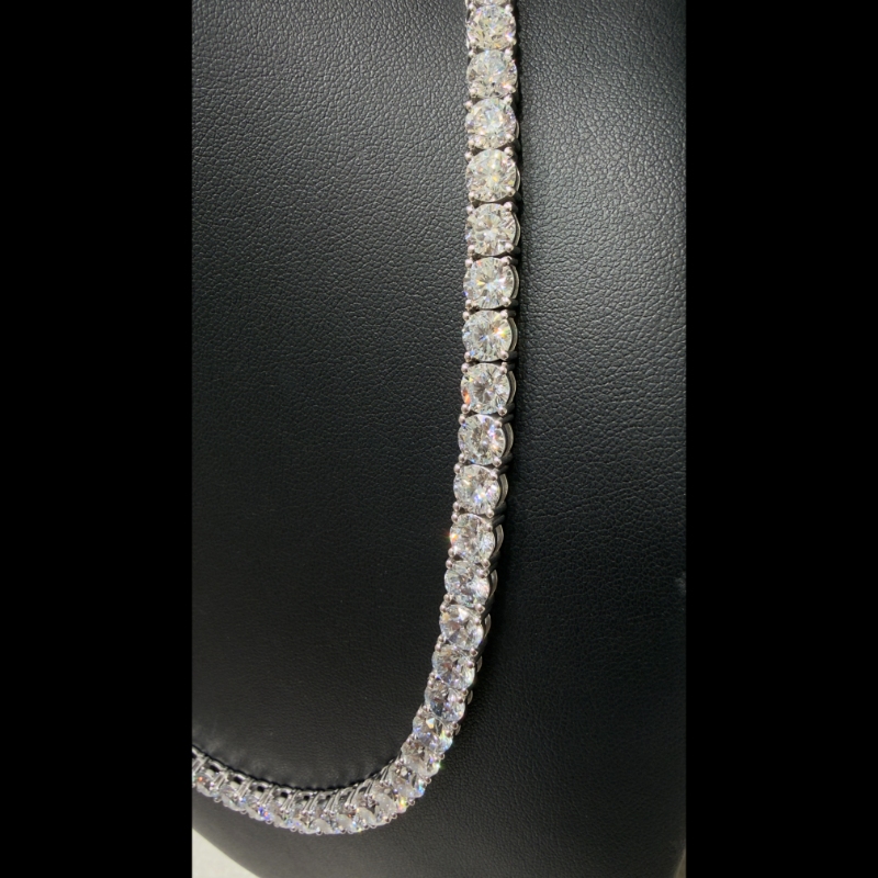 66.32ct Lab Grown Diamond Tennis Necklace in 9k White Gold, D/VVS - 4 Prong.