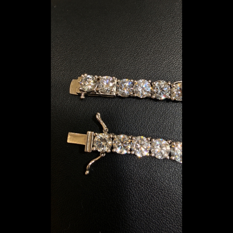 66.32ct Lab Grown Diamond Tennis Necklace in 9k White Gold, D/VVS - 4 Prong.