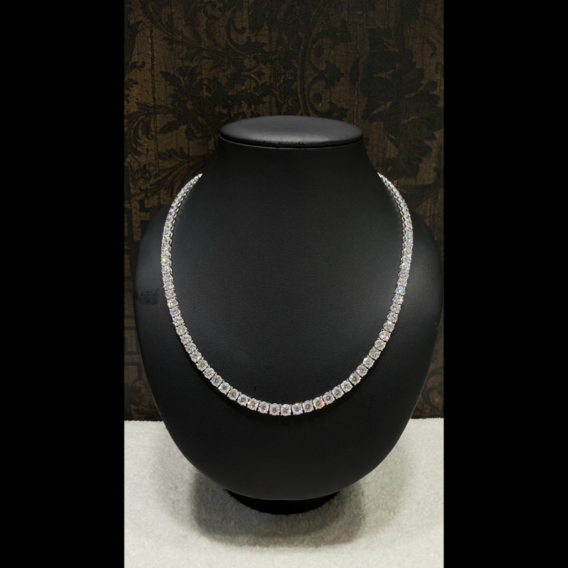 50.22ct Lab Grown Diamond Tennis Necklace in 9k White Gold, D/VVS - 4 Prong.