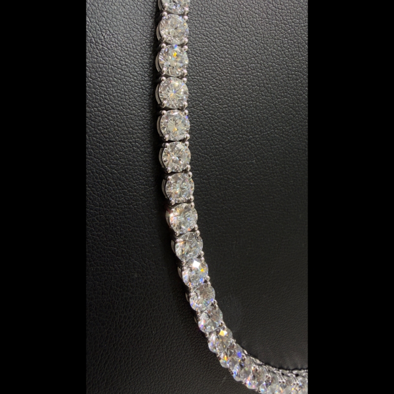 50.22ct Lab Grown Diamond Tennis Necklace in 9k White Gold, D/VVS - 4 Prong.