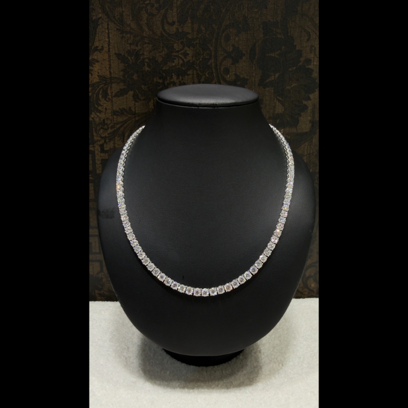 50.22ct Lab Grown Diamond Tennis Necklace in 9k White Gold, D/VVS - 4 Prong.