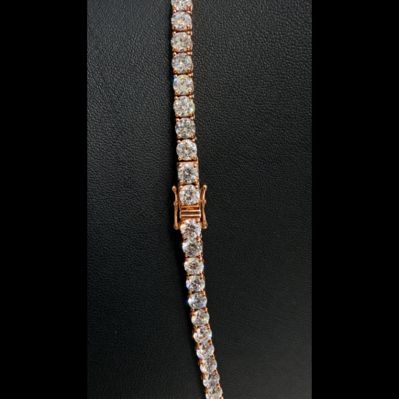 36.00ct Lab Grown Diamond Tennis Necklace in 9k Rose Gold, D/VVS - 4 Prong.