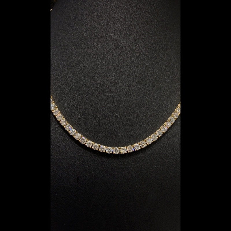 20.87ct Lab Grown Diamond Tennis Necklace in 9k Yellow Gold, D/VVS - 4 Prong.