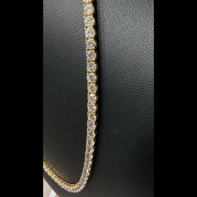 20.87ct Lab Grown Diamond Tennis Necklace in 9k Yellow Gold, D/VVS - 4 Prong.