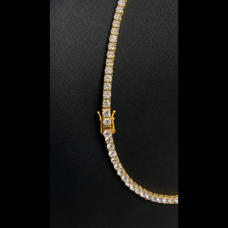 20.87ct Lab Grown Diamond Tennis Necklace in 9k Yellow Gold, D/VVS - 4 Prong.