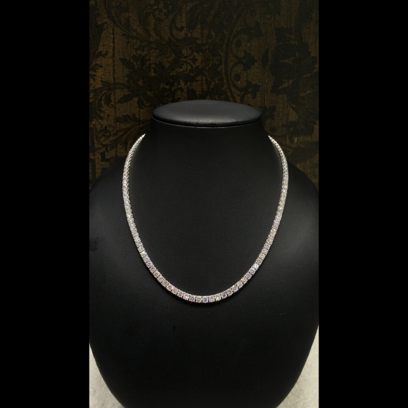 22.08ct Lab Grown Diamond Tennis Necklace in 9k White Gold, D/VVS - 4 Prong.