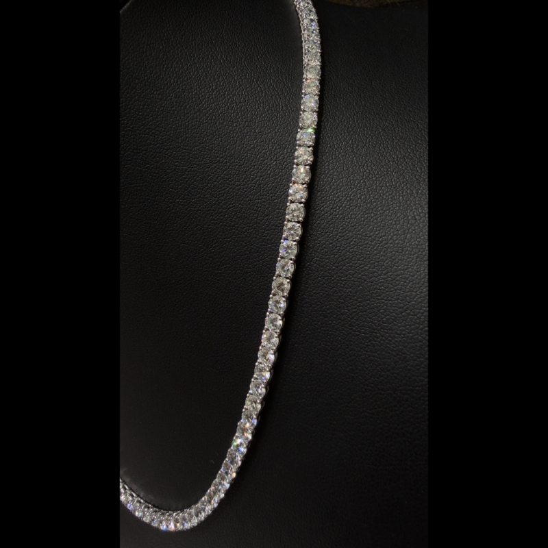 22.08ct Lab Grown Diamond Tennis Necklace in 9k White Gold, D/VVS - 4 Prong.