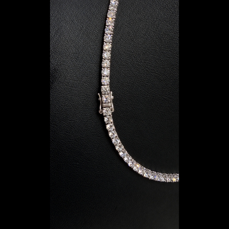 22.08ct Lab Grown Diamond Tennis Necklace in 9k White Gold, D/VVS - 4 Prong.
