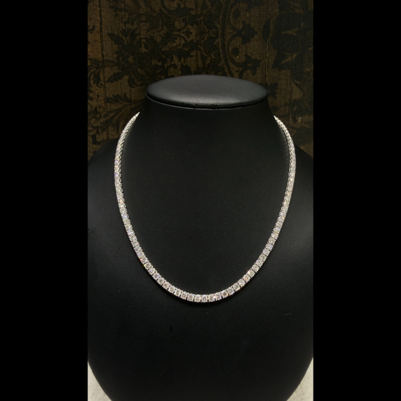 22.08ct Lab Grown Diamond Tennis Necklace in 9k White Gold, D/VVS - 4 Prong.
