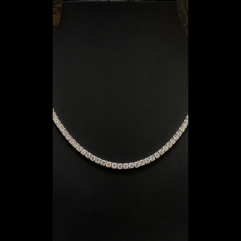 15.96ct Lab Grown Diamond Tennis Necklace in 9k White Gold, D/VVS - 4 Prong.