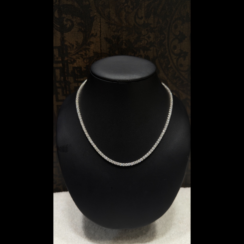 15.96ct Lab Grown Diamond Tennis Necklace in 9k White Gold, D/VVS - 4 Prong.