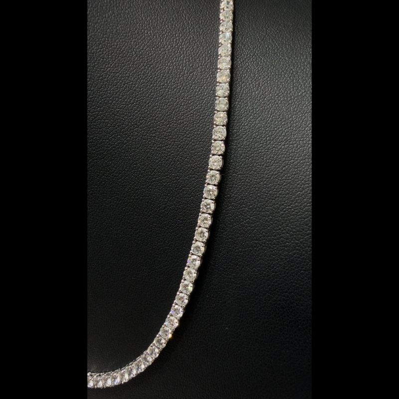 15.96ct Lab Grown Diamond Tennis Necklace in 9k White Gold, D/VVS - 4 Prong.