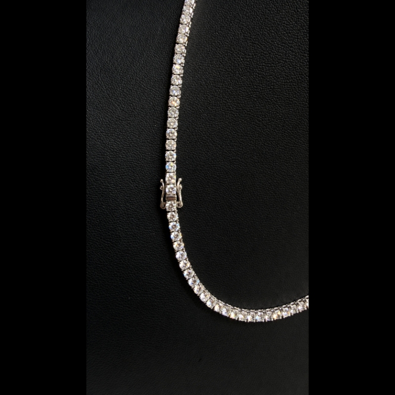 15.96ct Lab Grown Diamond Tennis Necklace in 9k White Gold, D/VVS - 4 Prong.