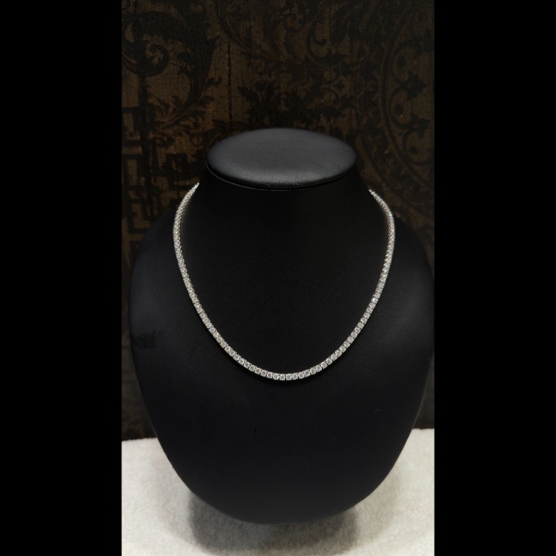 15.96ct Lab Grown Diamond Tennis Necklace in 9k White Gold, D/VVS - 4 Prong.