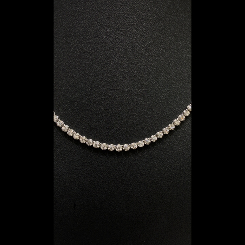 4.46ct Lab Grown Diamond Tennis Necklace in 9k White Gold, D/VVS - Crown Setting.