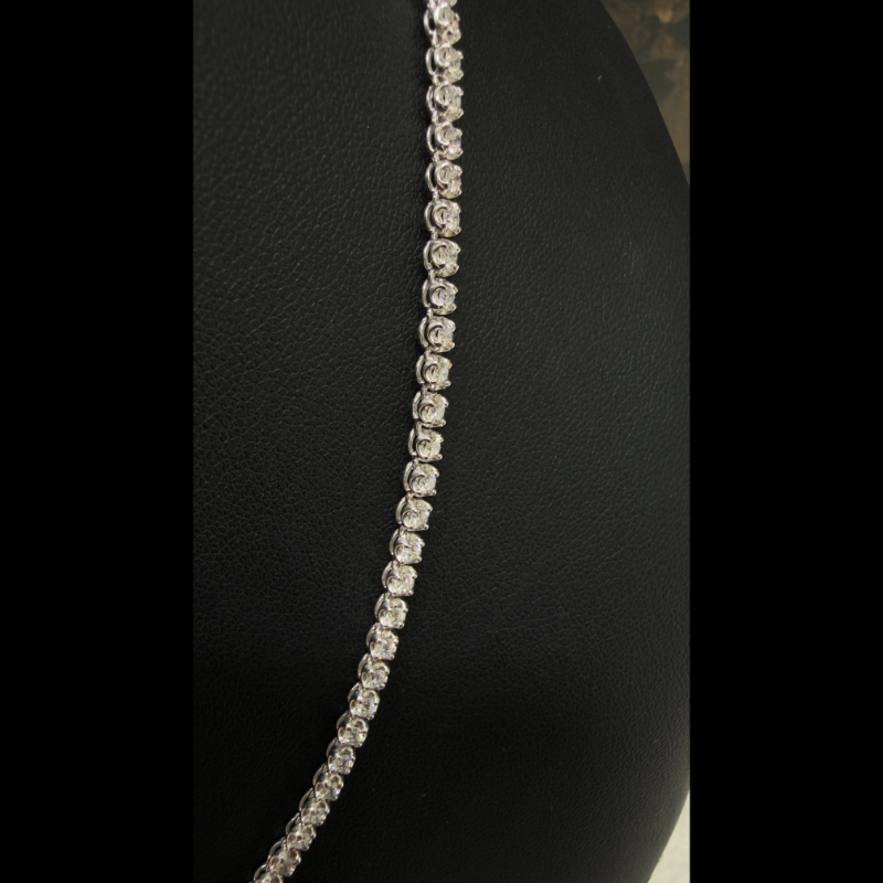 4.46ct Lab Grown Diamond Tennis Necklace in 9k White Gold, D/VVS - Crown Setting.