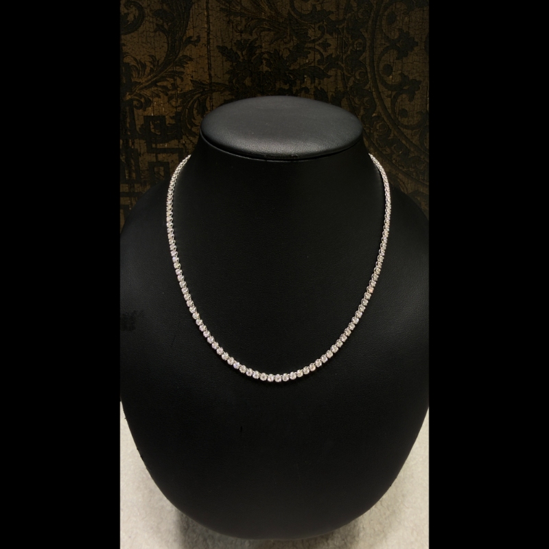 4.46ct Lab Grown Diamond Tennis Necklace in 9k White Gold, D/VVS - Crown Setting.