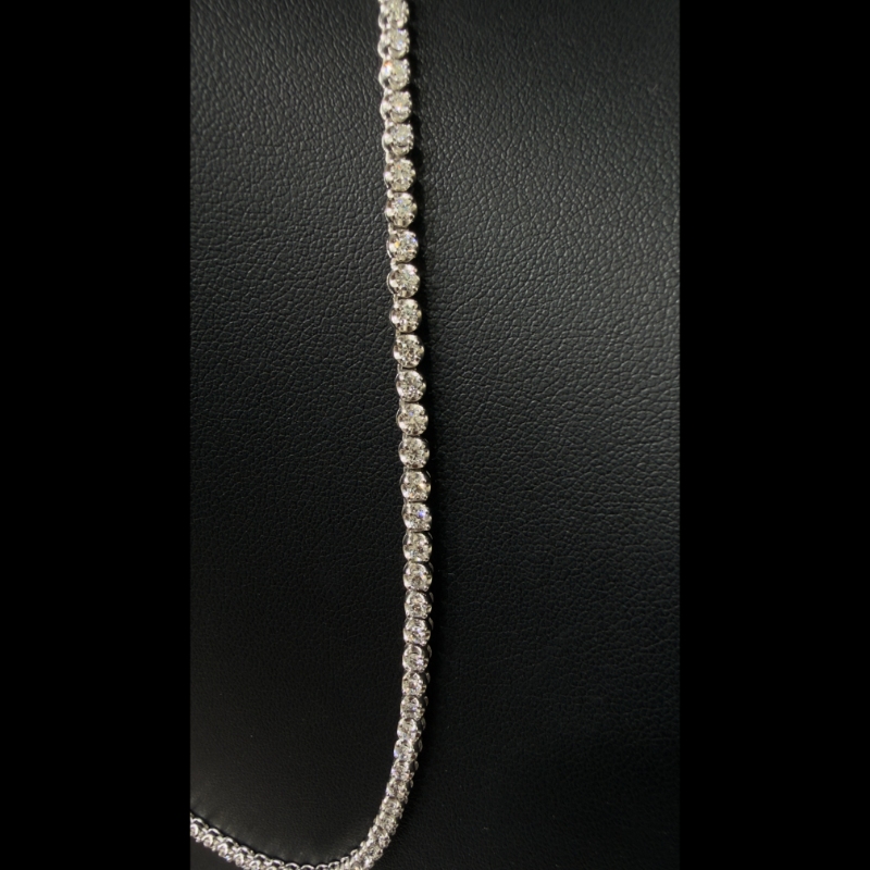 4.54ct Lab Grown Diamond Tennis Necklace in 9k White Gold, D/VVS - Crown Setting.