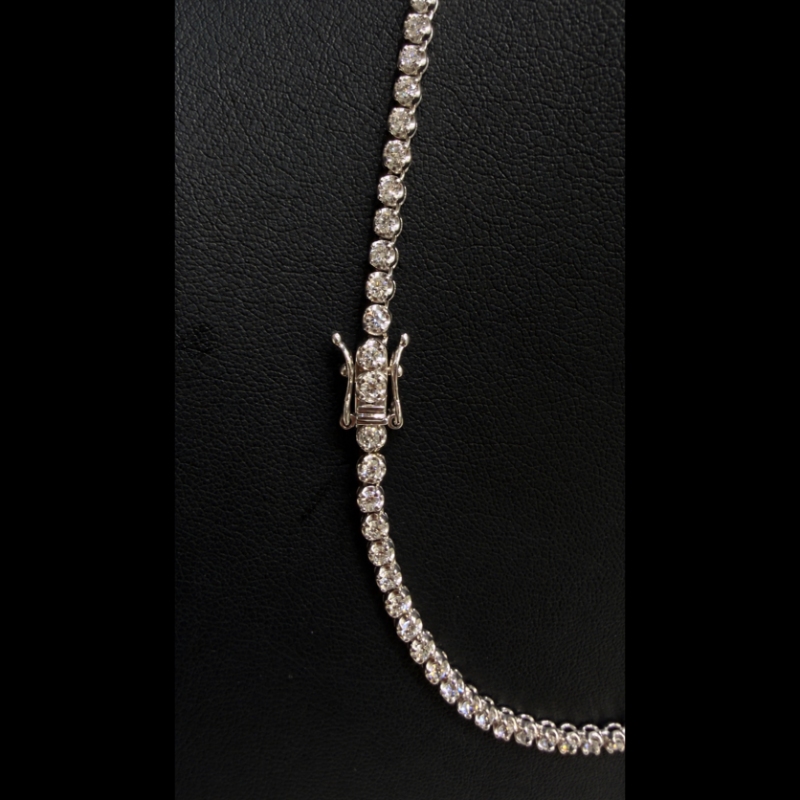 4.54ct Lab Grown Diamond Tennis Necklace in 9k White Gold, D/VVS - Crown Setting.