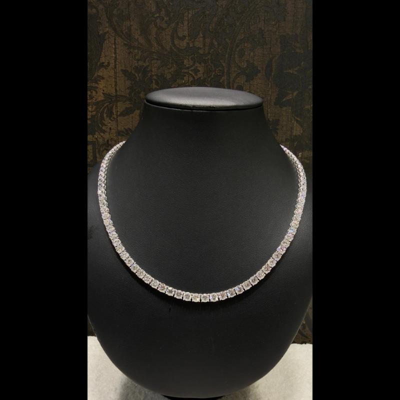48.99ct Lab Grown Diamond Tennis Necklace in 9k White Gold, D/VVS - 4 Prong.
