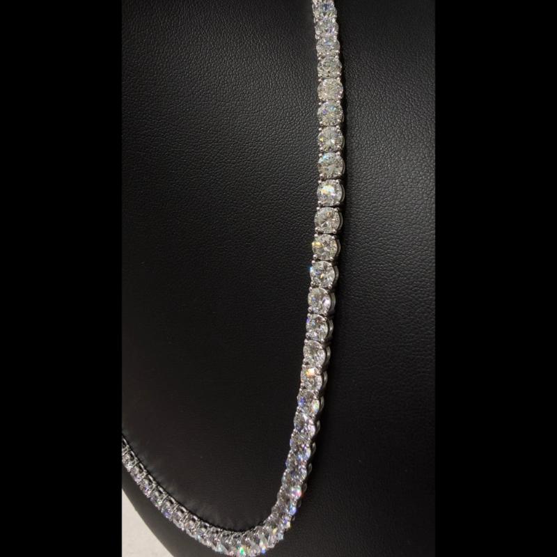 48.99ct Lab Grown Diamond Tennis Necklace in 9k White Gold, D/VVS - 4 Prong.