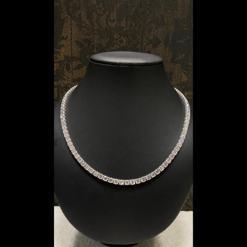48.99ct Lab Grown Diamond Tennis Necklace in 9k White Gold, D/VVS - 4 Prong.