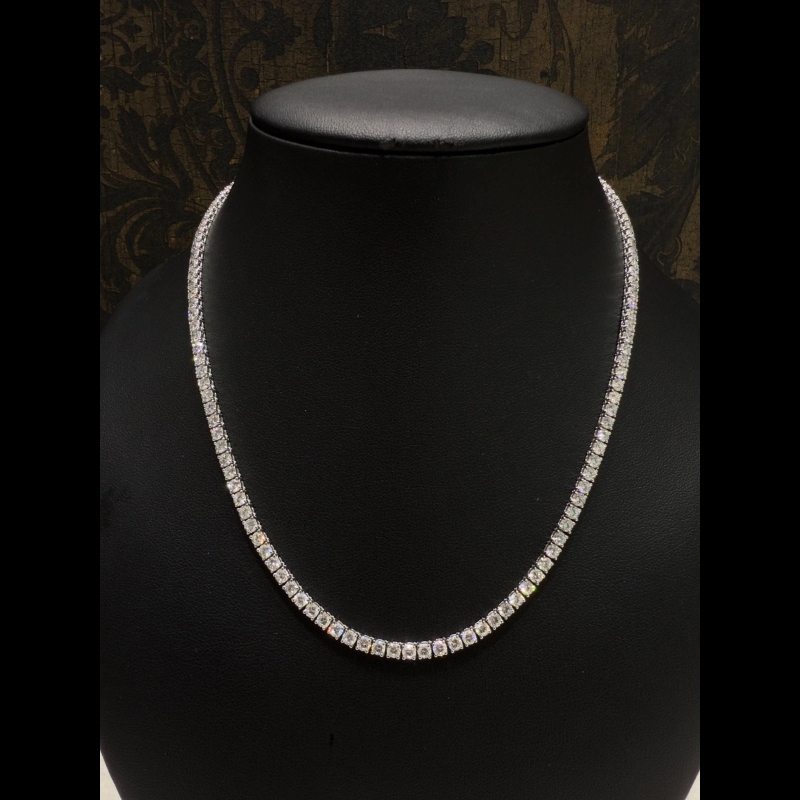 12.00ct Lab Diamond Tennis Necklace in 9k White Gold, D/VVS - Prong Setting