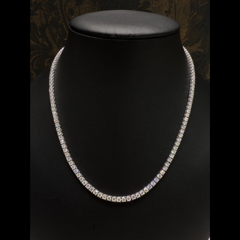 12.00ct Lab Diamond Tennis Necklace in 9k White Gold, D/VVS - Prong Setting