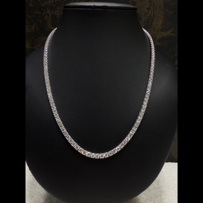 20.88ct Lab Diamond Tennis Necklace in 9k White Gold, D/VVS - Prong Setting