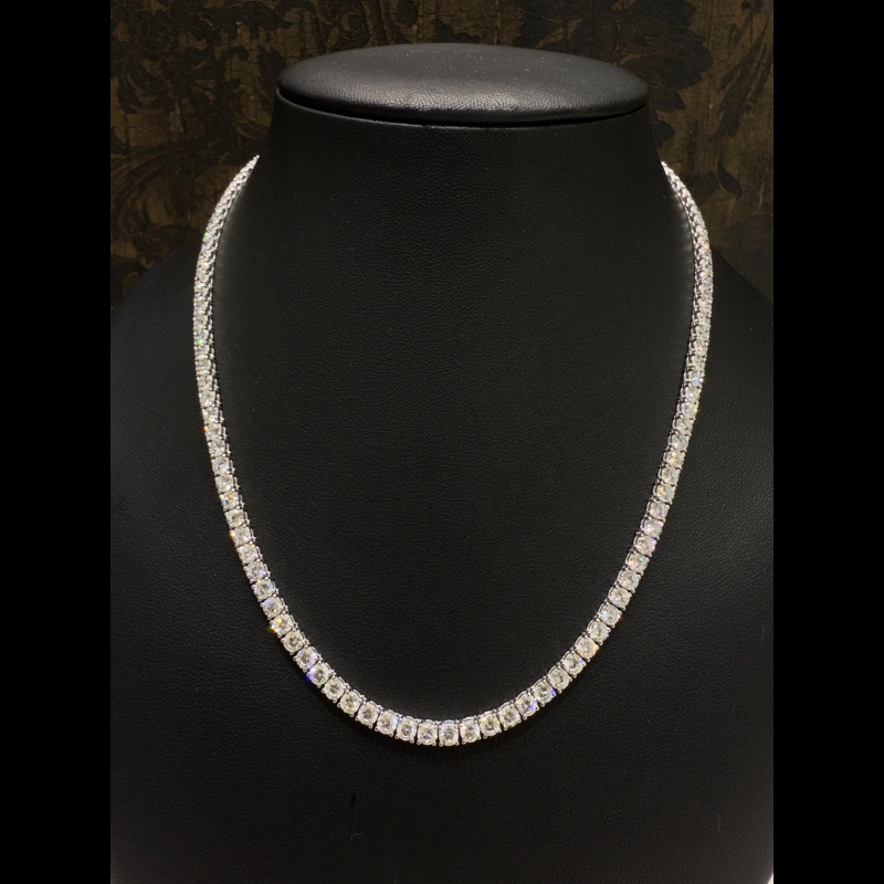 25.00ct Lab Diamond Tennis Necklace in 9k White Gold, D/VVS - Prong Setting
