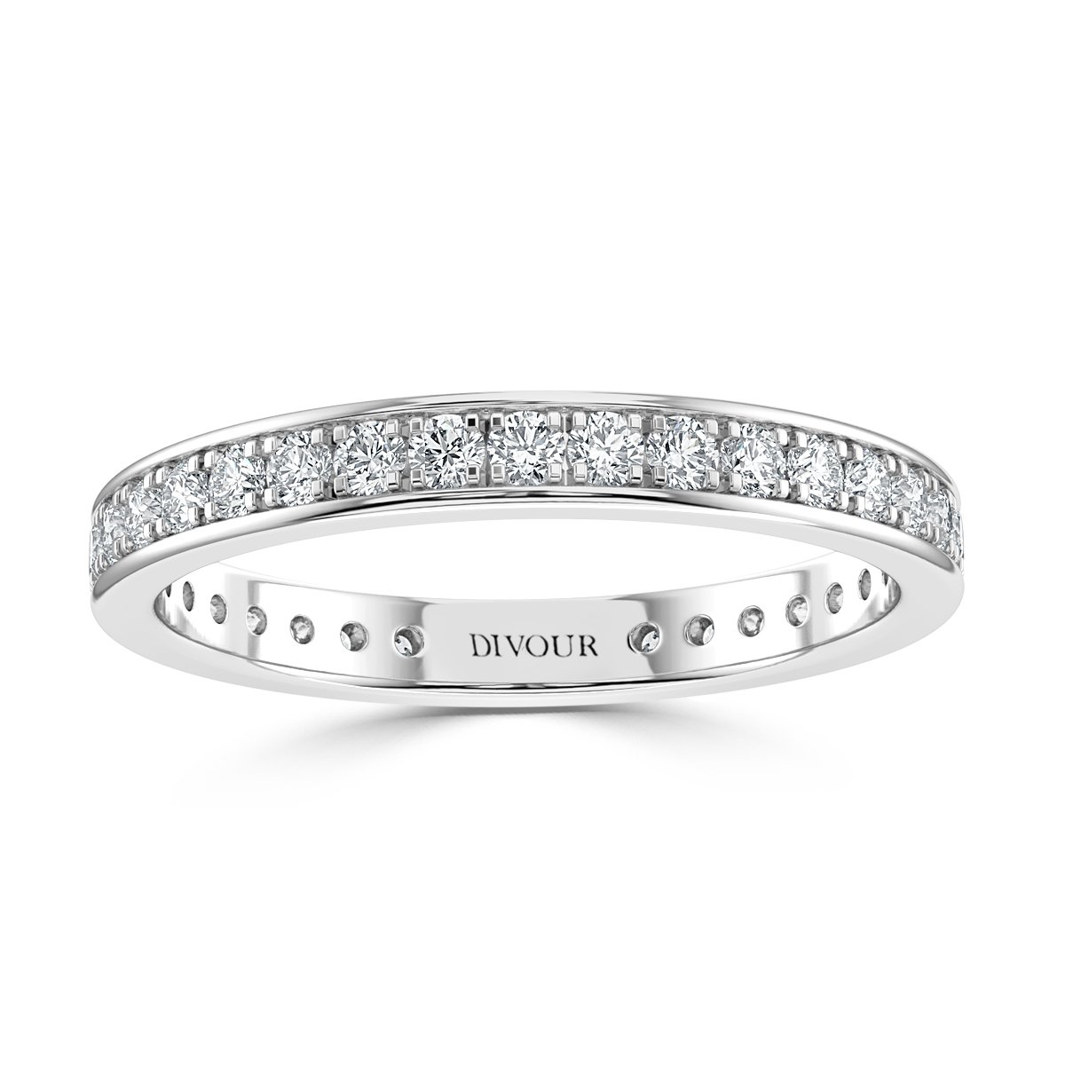 2mm Round Diamond  Pave Set Half Eternity Ring