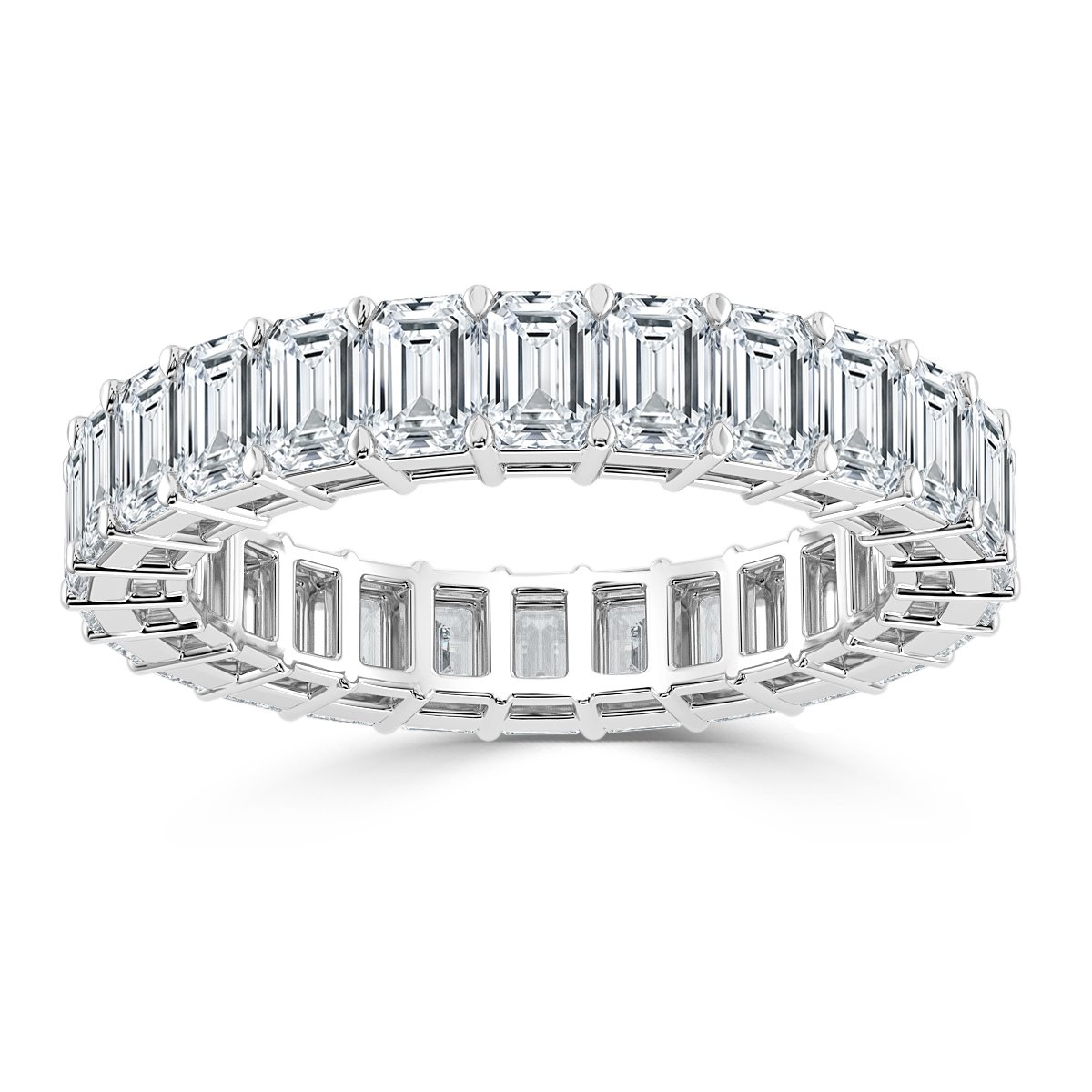 5.50 ct Lab Grown Diamond Emerald Cut Claw Set Full Eternity Ring, Platinum