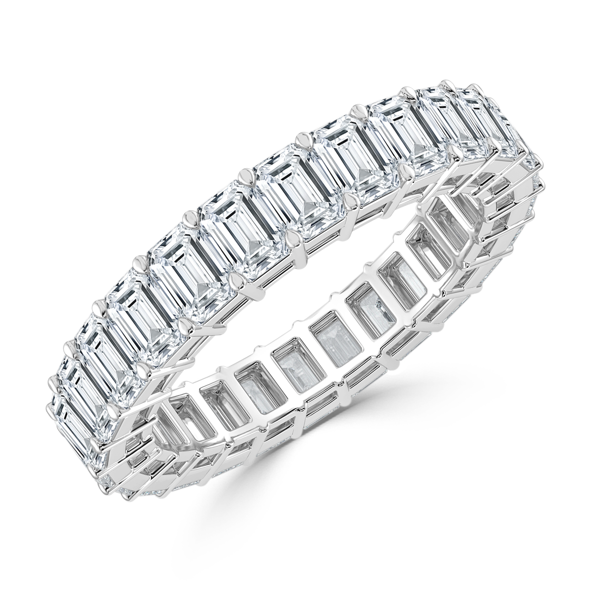5.50 ct Lab Grown Diamond Emerald Cut Claw Set Full Eternity Ring, Platinum