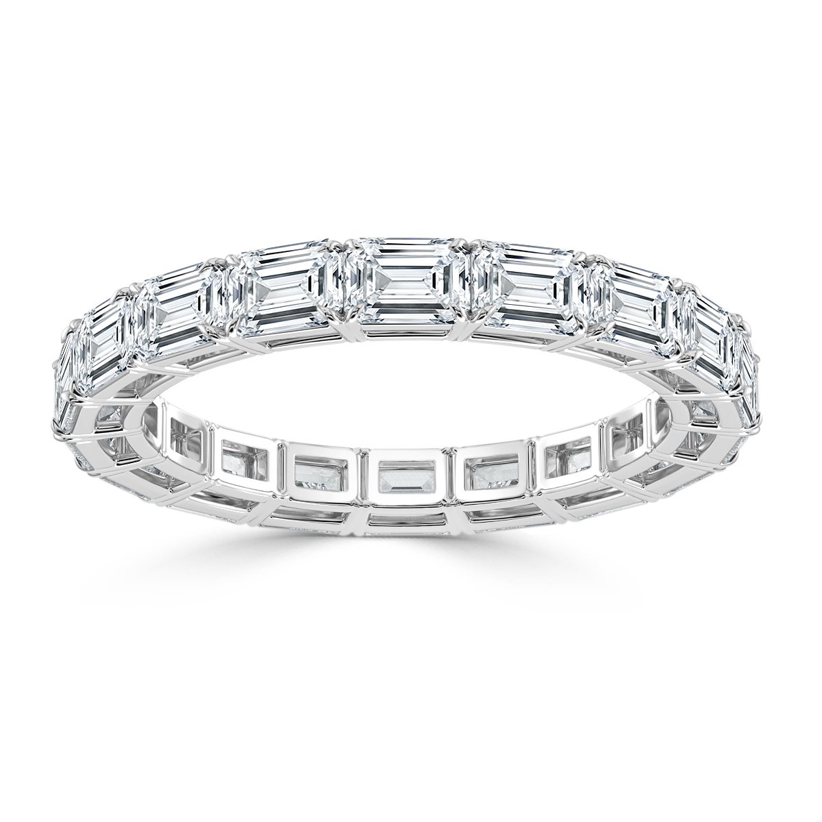 Horizontal emerald online cut wedding band