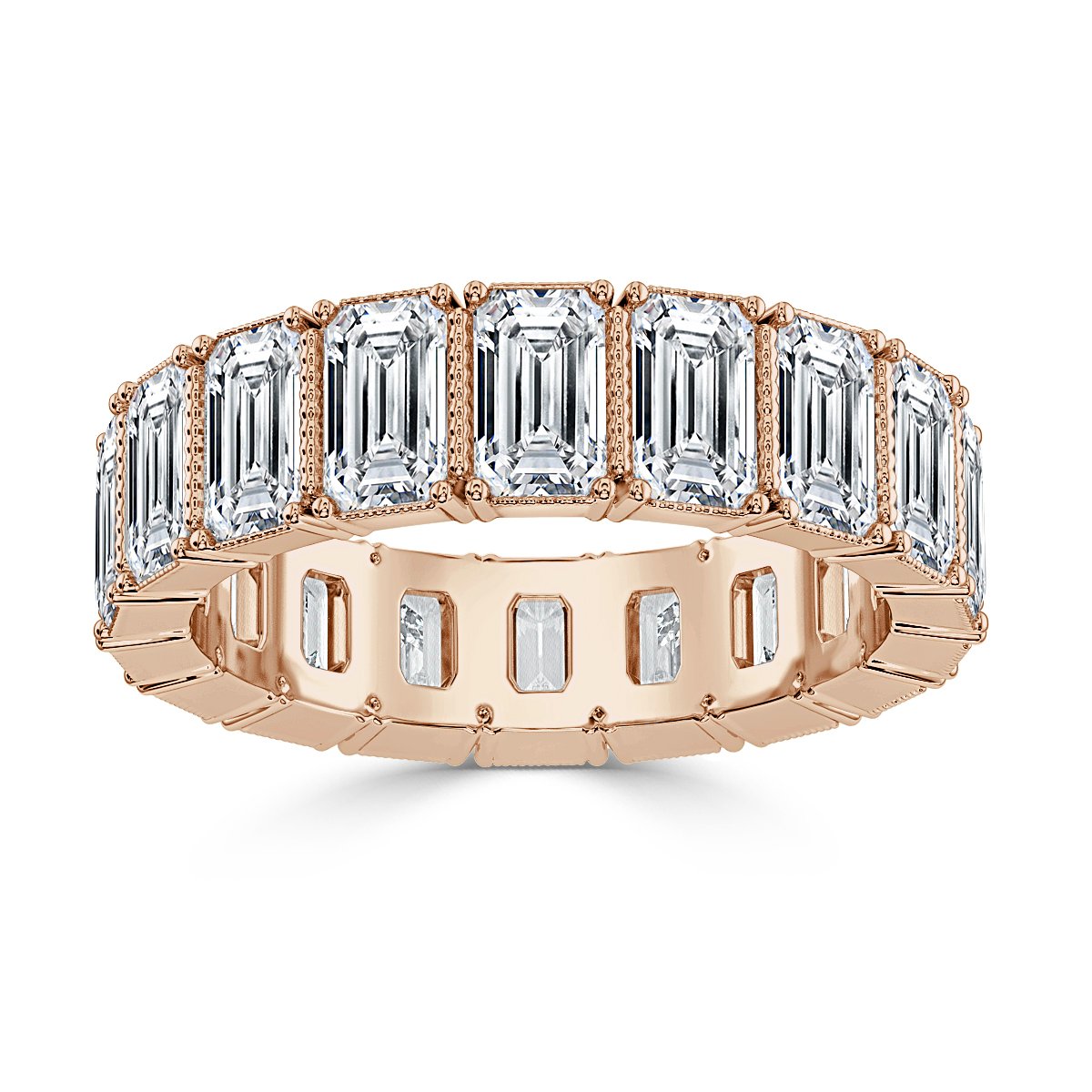 5.00 ct Emerald Cut Milgrin Eternity Ring