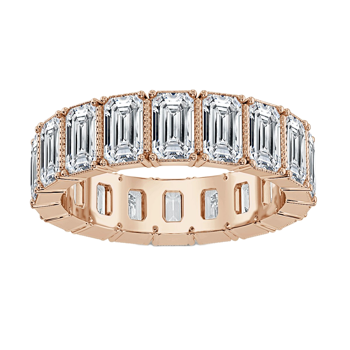 5.00 ct Emerald Cut Milgrin Eternity Ring