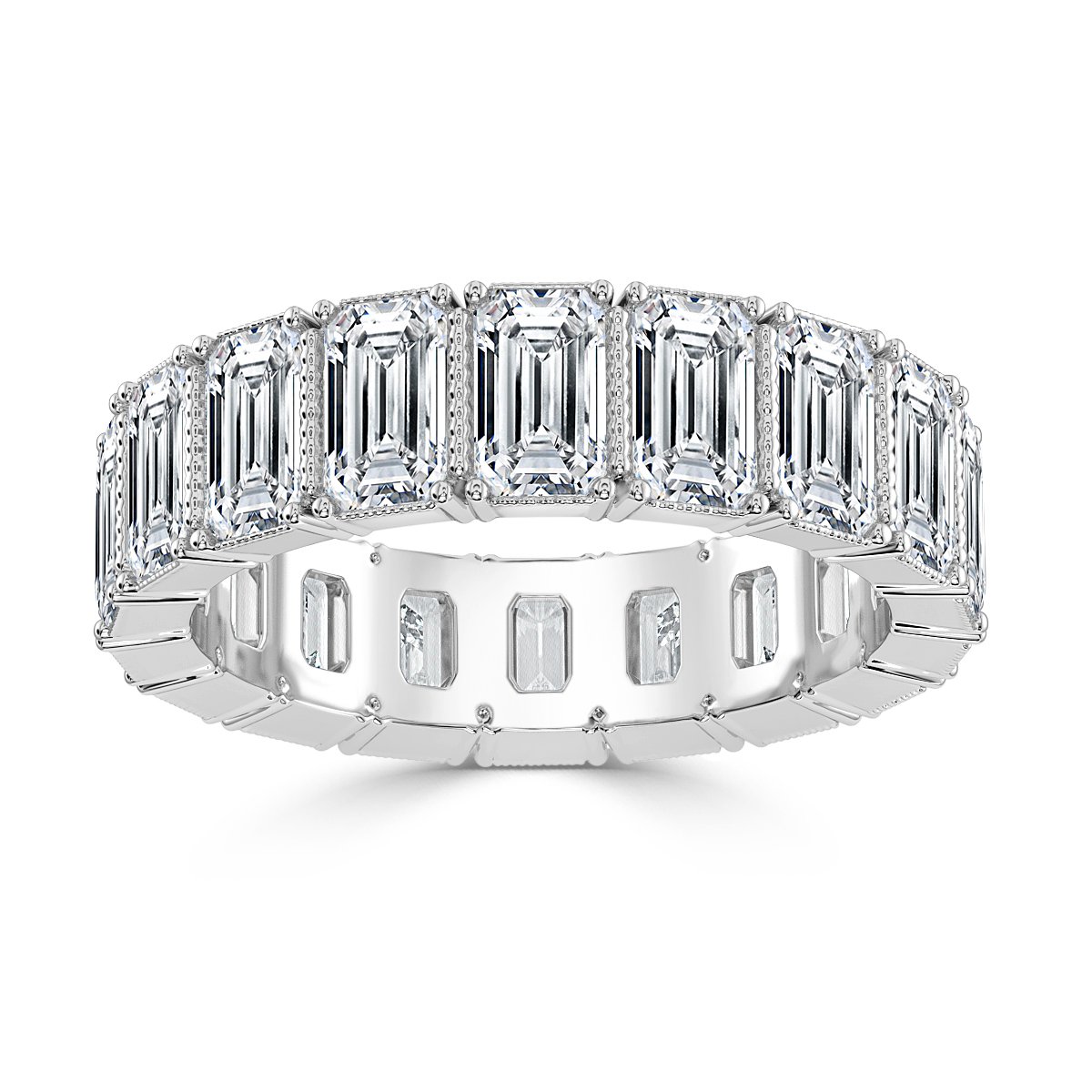 5.00 ct Emerald Cut Milgrin Eternity Ring