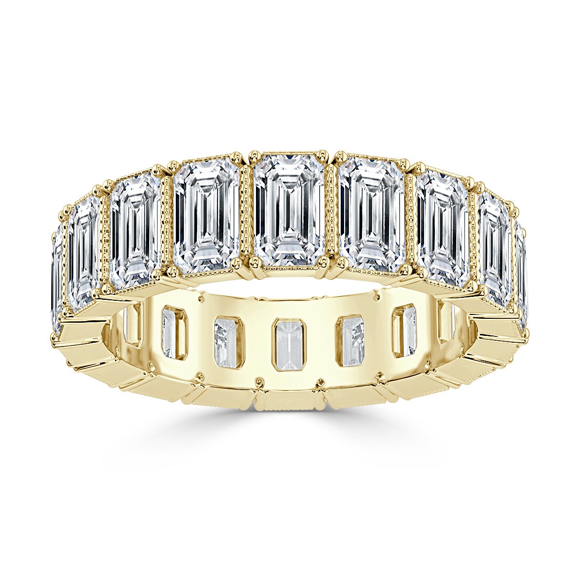 5.00 ct Emerald Cut Milgrin Eternity Ring