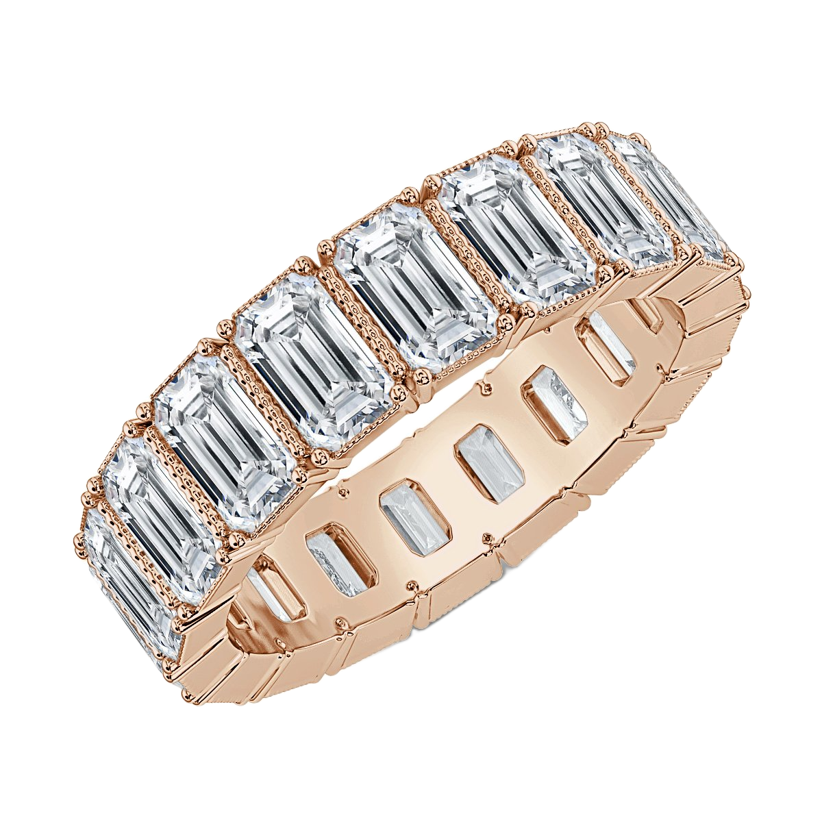 5.00 ct Emerald Cut Milgrin Eternity Ring