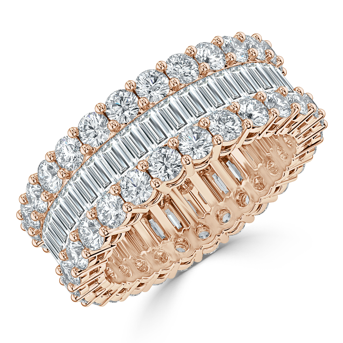 3.50 ct Round and Bagutte Diamond Full Eternity Ring