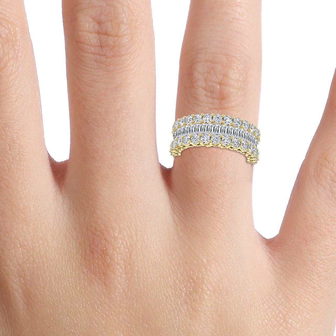3.50 ct Round and Bagutte Diamond Full Eternity Ring