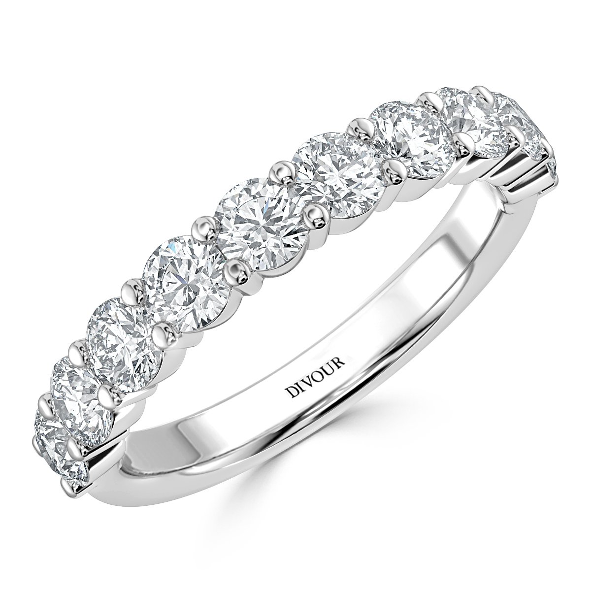 1.00 ct Shared Prong Round  Diamond Half Eternity