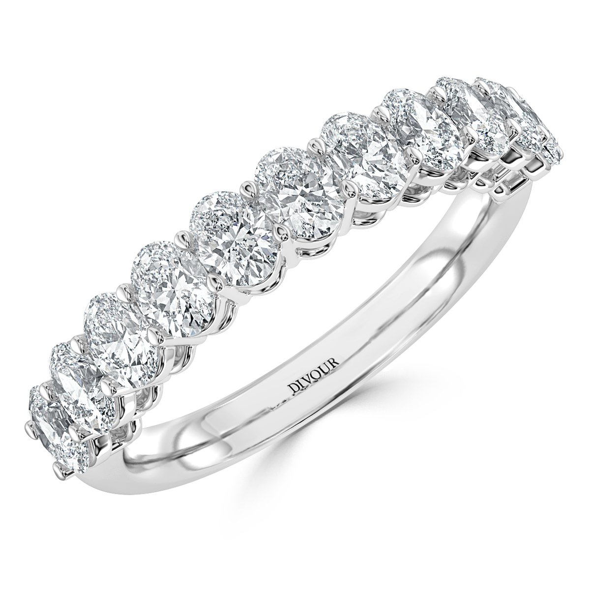 1.00 ct Claw Set Oval Diamond Half Eternity
