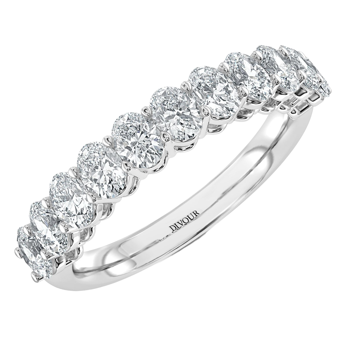 1.00 ct Claw Set Oval Diamond Half Eternity